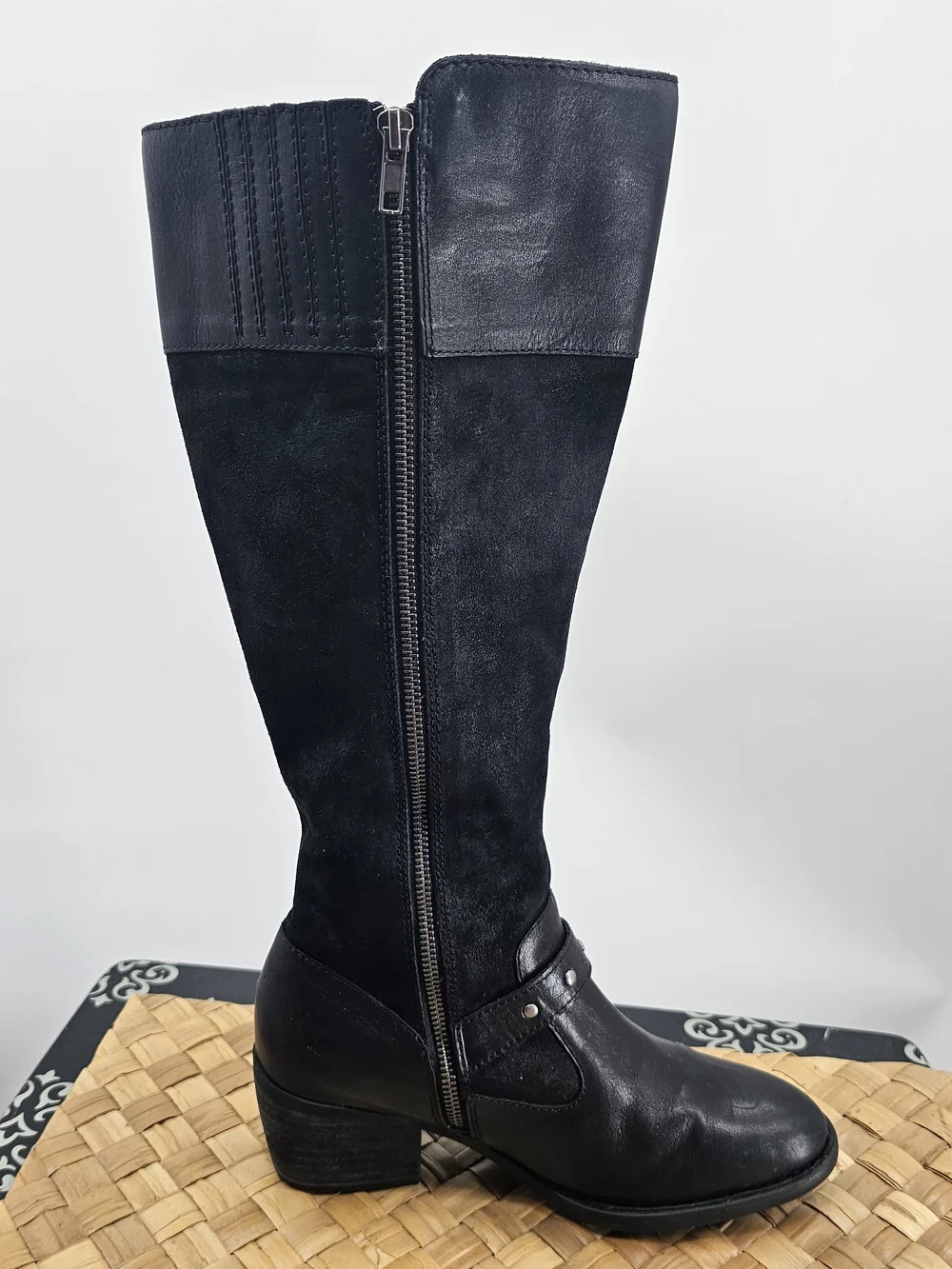 Born Black Tall Leather Boots Size 8